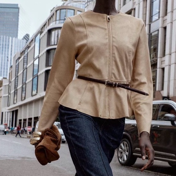 NWT - Zara Suede Belted Women's Jacket - Super Elegant! - Picture 2 of 6